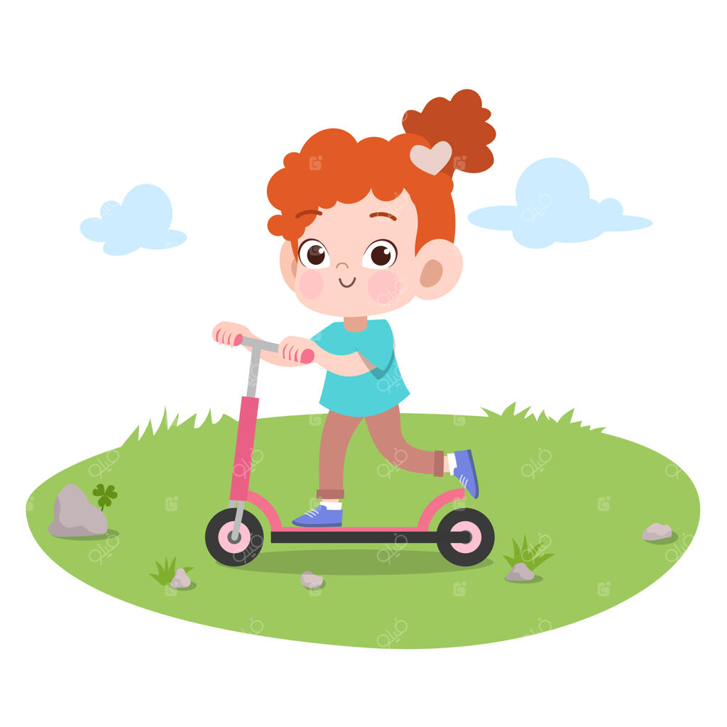 تصویرسازی وکتور از بازی کودک با اسکوتر