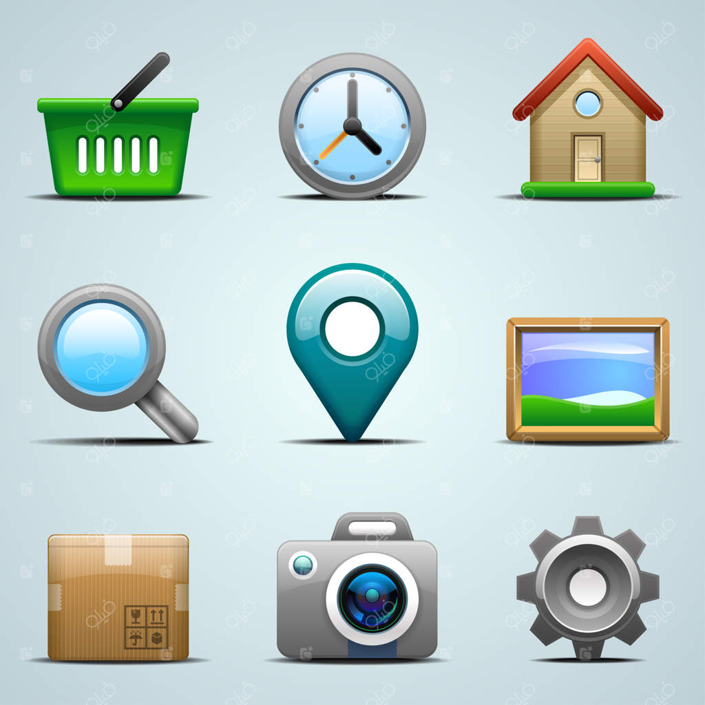 آیکون‌های واقع‌گرایانه برای اپلیکیشن‌های موبایل یا وب