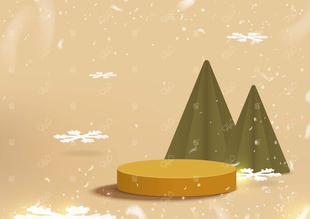 صحنه برفی کریسمس پس‌زمینه‌ای برای نمایش محصولات