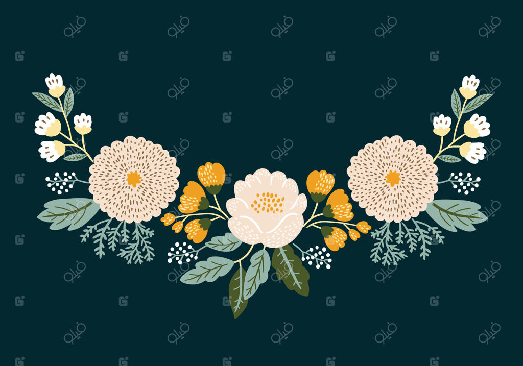 طراحی وکتور حرفه‌ای: چیدمان گل‌های شیک و هنری