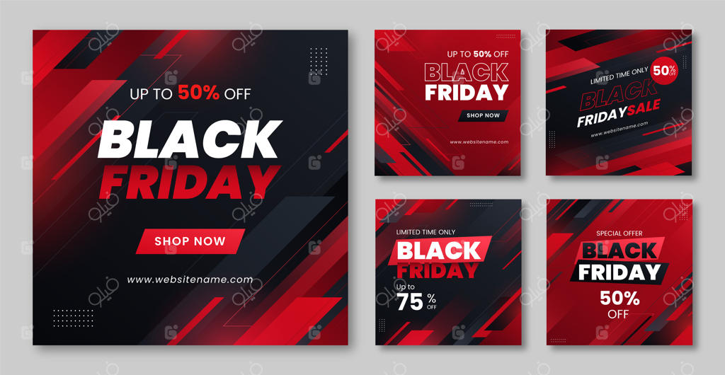 مجموعه پست‌های اینستاگرام گرادینت برای فروش ویژه جمعه سیاه