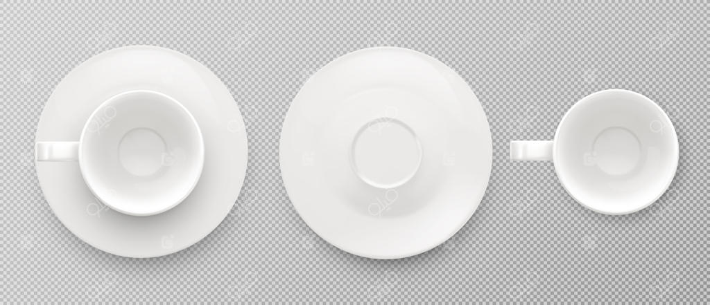 نمای بالایی از یک فنجان واقعی خالی برای چای یا قهوه.