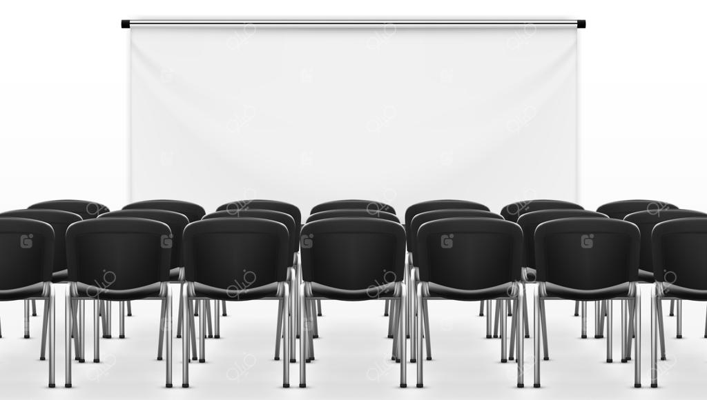 اتاق جلسه روشن با پرده پروژکتور