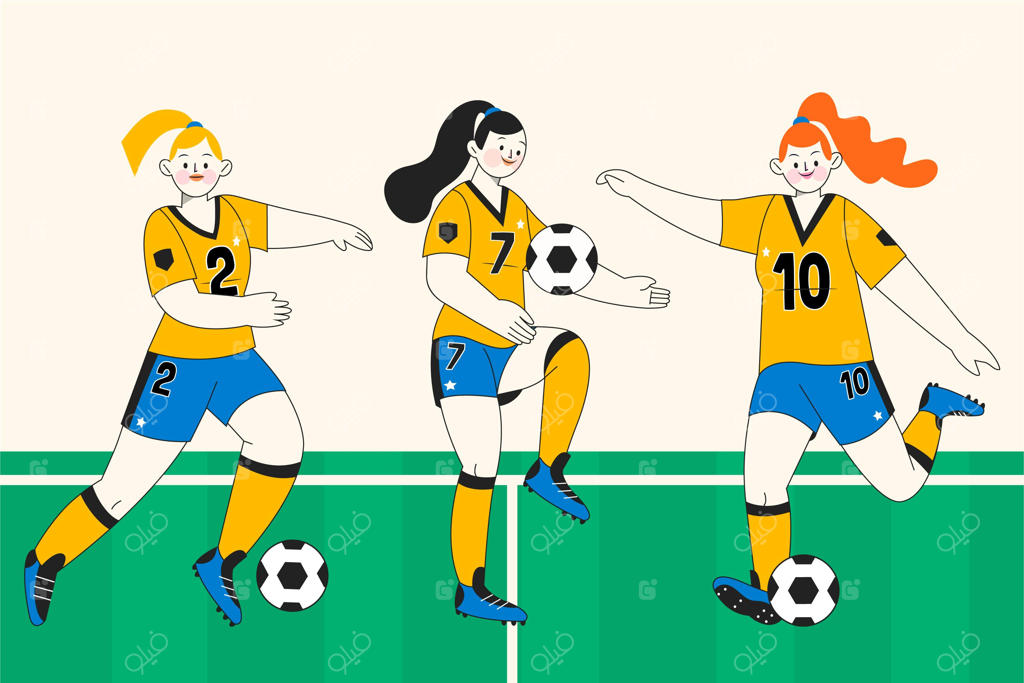 طراحی تصویرسازی بازیکنان فوتبال به سبک فلت