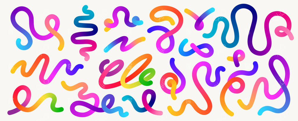 شکل‌های موج‌دار رنگی: اشکال پویا و ارگانیک با رنگ گرادیانت، موج‌های مد روز، روبان‌های سیال و عناصر انحنای مواج برای طراحی پوستر. مجموعه‌ای از طرح‌ها