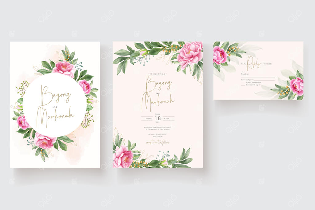 مجموعه کارت دعوت گل‌دار با طرح گل صدتومانی