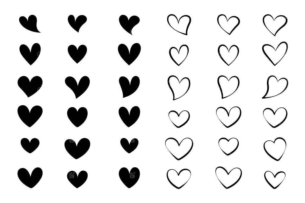 قلب‌های استایلیزه با اشکال مختلف 