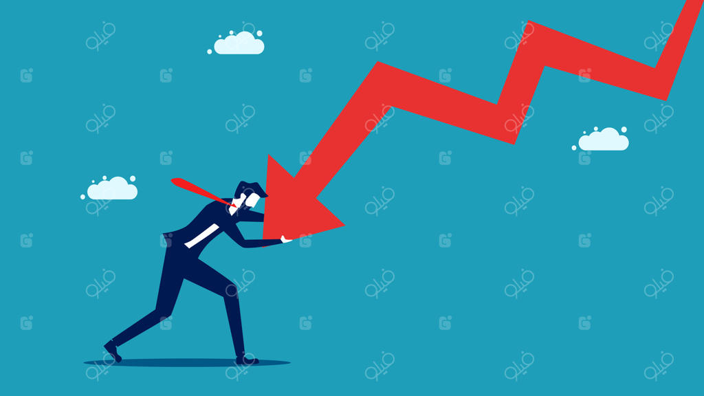 تاجر با پیکان قرمز بر پشت، در حال سقوط