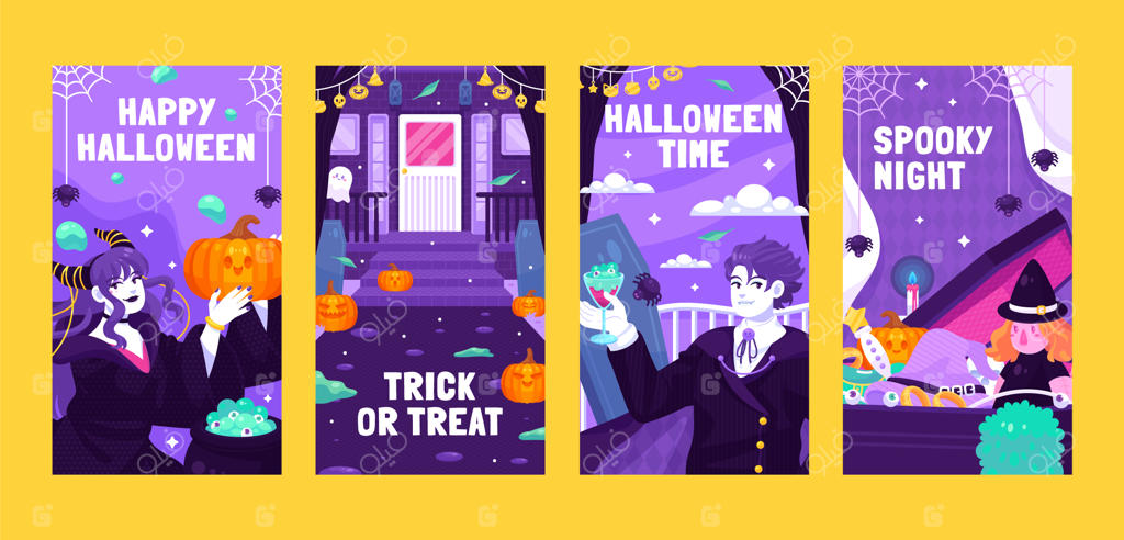 مجموعه داستان‌های اینستاگرام هالووین به سبک مسطح