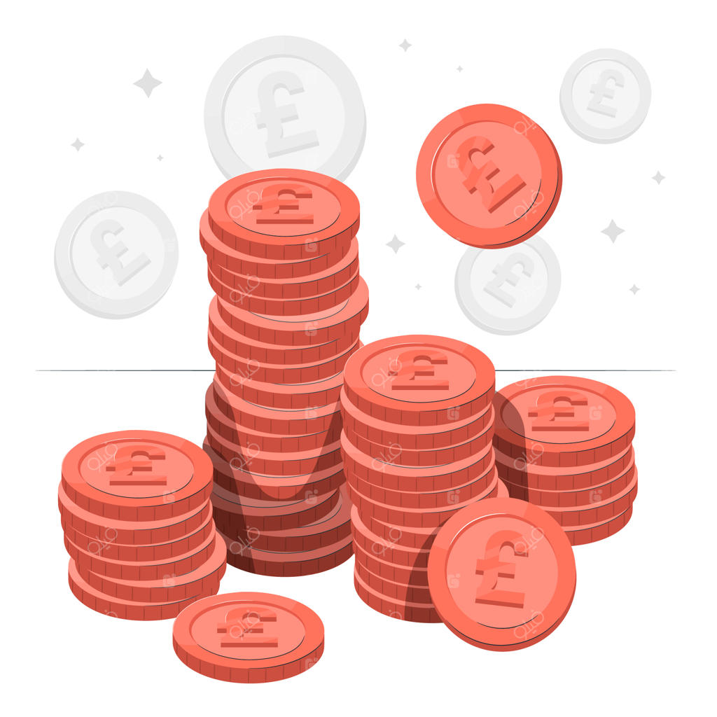 تصویر مفهومی سکه‌های پوند بریتانیا