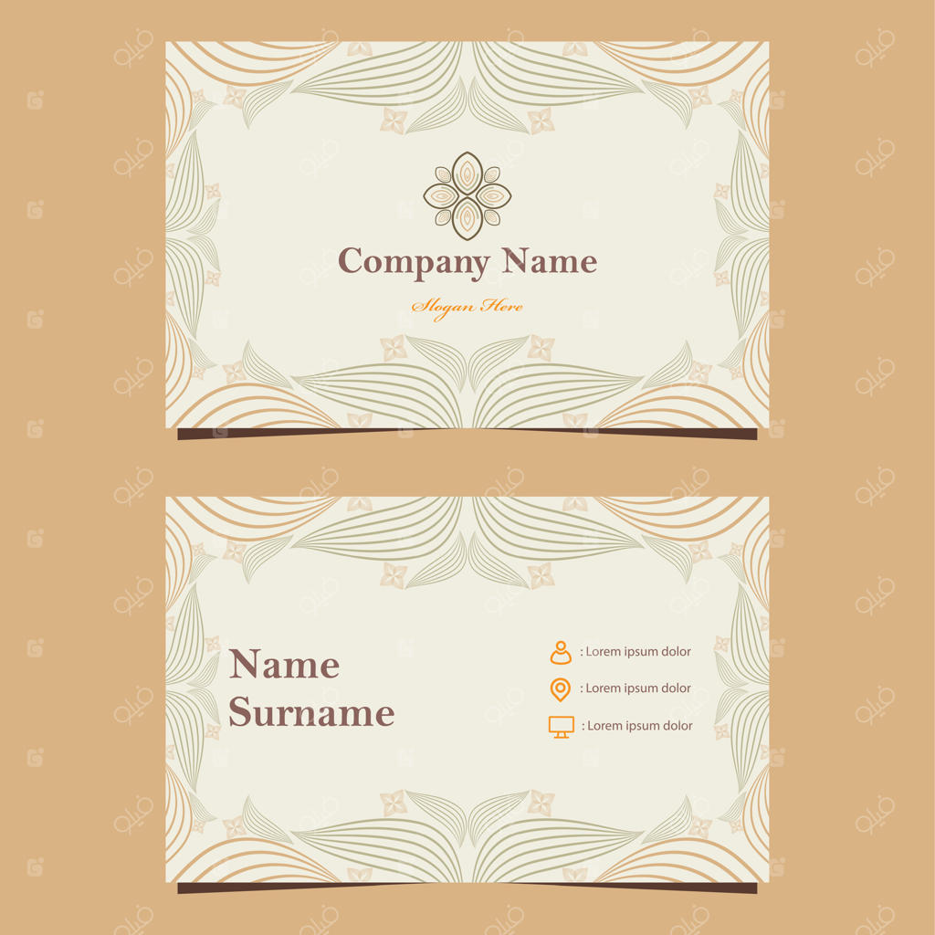 قالب کارت ویزیت با رنگ‌های ملایم و طرح گل‌های طبیعی