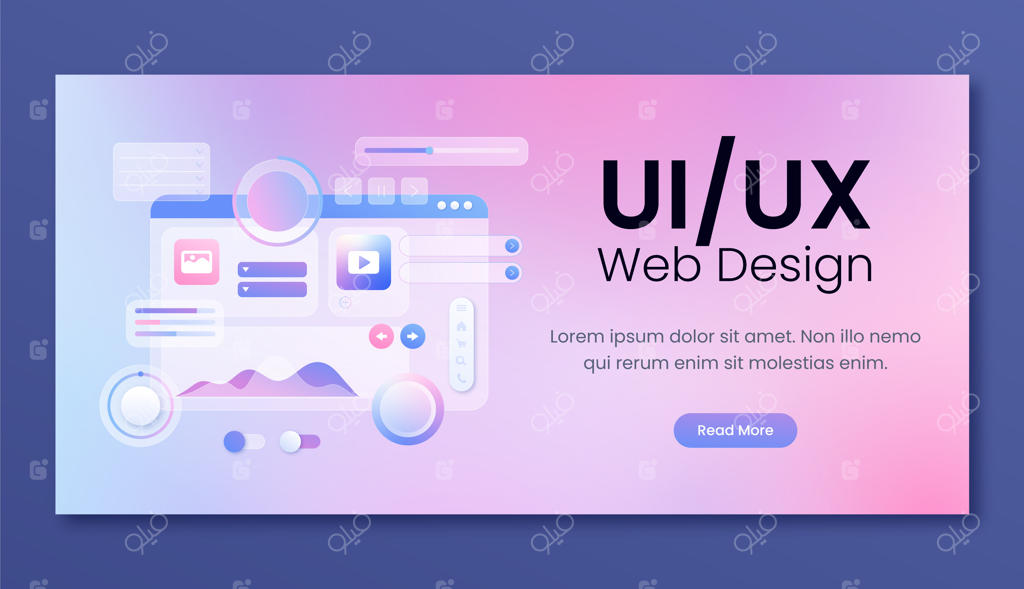 قالب بنر طراحی رابط و تجربه کاربری (UI/UX) واقع‌گرایانه