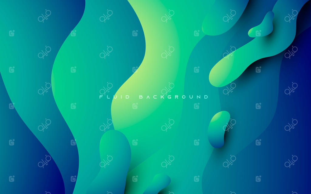 زمینه انتزاعی با گرادیان موجی آبی و سبز