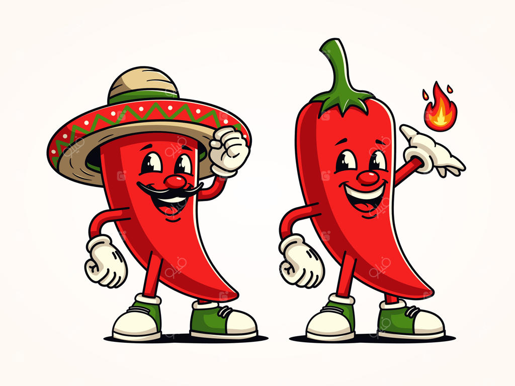 شخصیت کارتونی فلفل قرمز، مناسب برای رژیم، غذا، سلامتی و تجارت