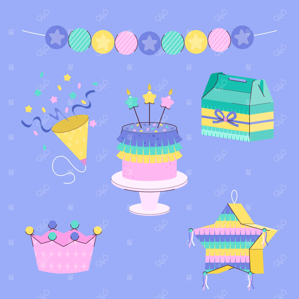 عناصر مجموعه تولد با طراحی دستی