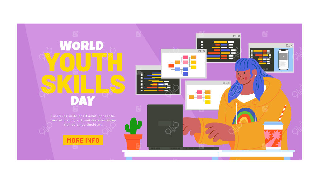 پترن بنر افقی روز جهانی مهارت‌های جوانان