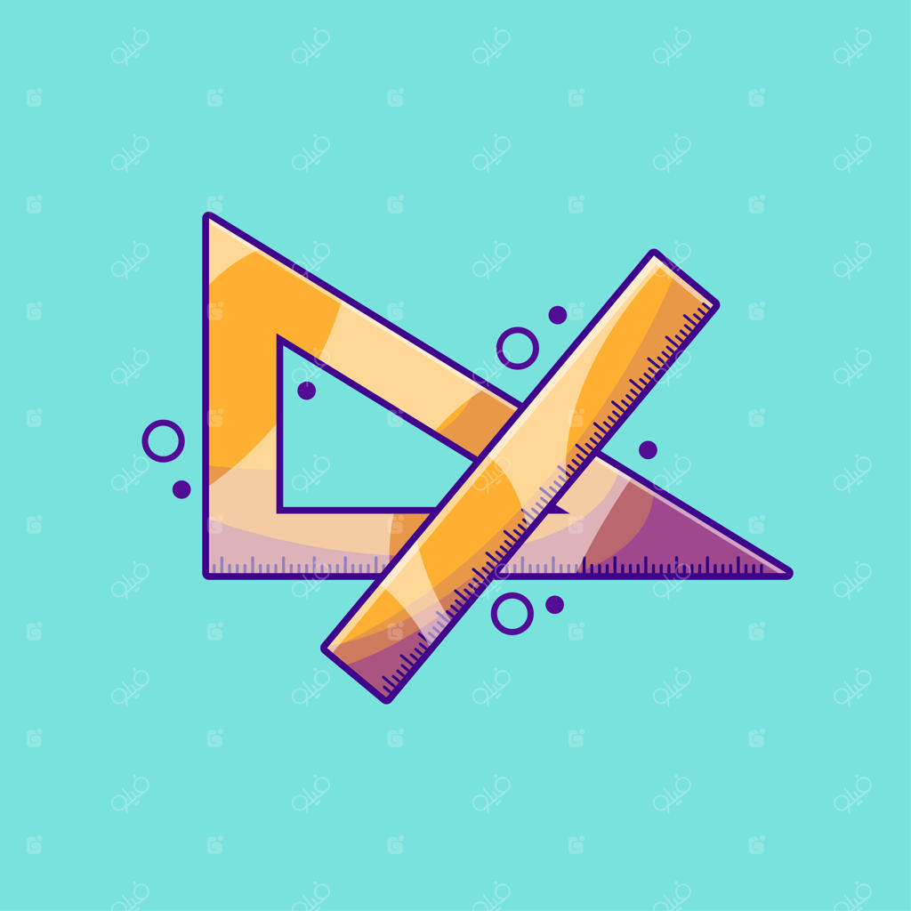 تصویرسازی هندسی نقاله مثلثی به سبک کارتونی