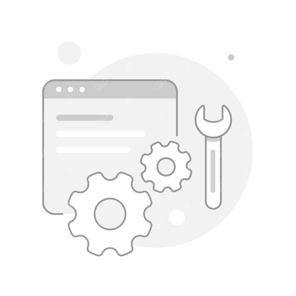 تصویرسازی مفهومی وب‌سایت در دست تعمیر و بازسازی پلتفرم با طراحی تخت (Flat Design)؛ وکتور مدرن مناسب برای صفحه فرود، رابط کاربری، اینفوگرافیک و آیکون