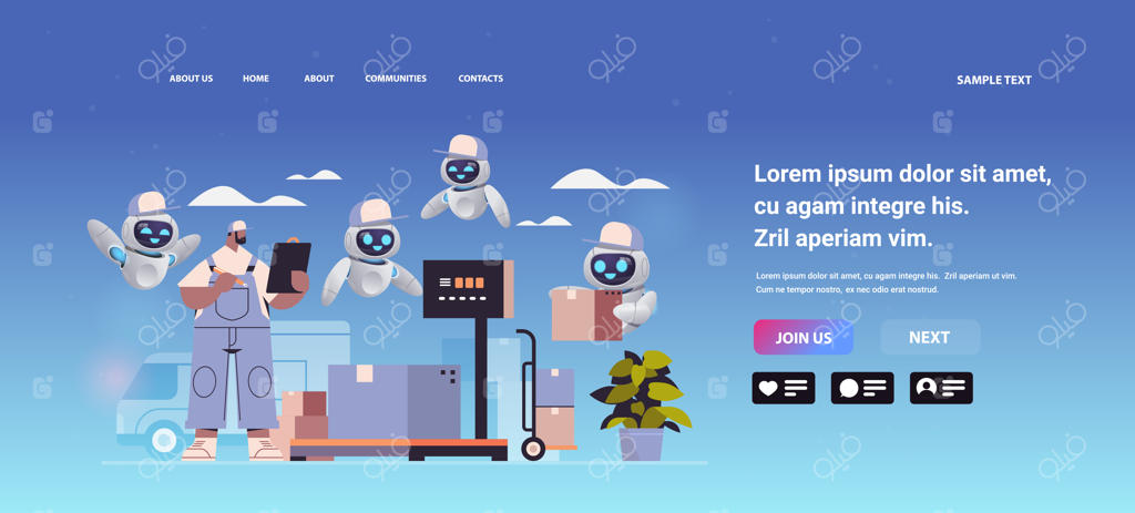 پیک با ربات‌های کمکی بسته‌ها را در انبار بررسی می‌کند: خدمات پستی و لجستیک برای تحویل سریع بار