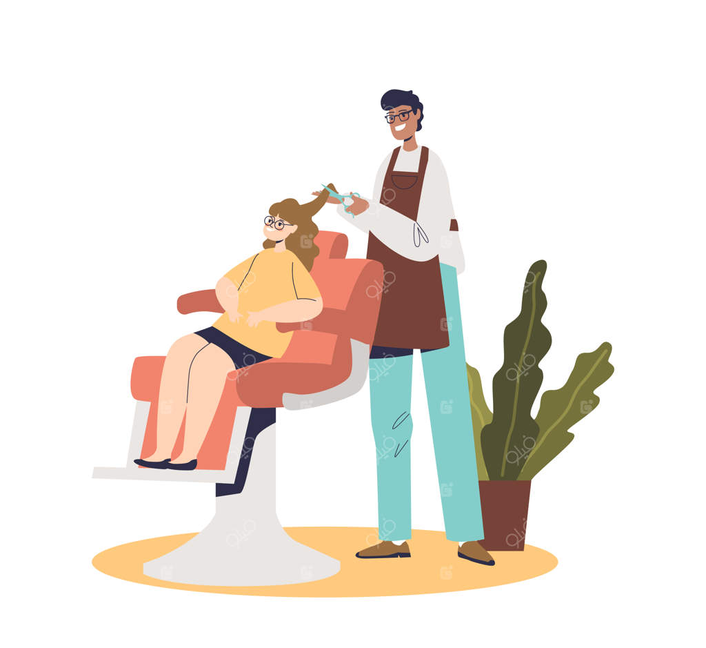 آرایشگر زن موهای دختر نوجوان را کوتاه می‌کند - سالن آرایشی برای کودکان - آرایشگاه بچه‌ها