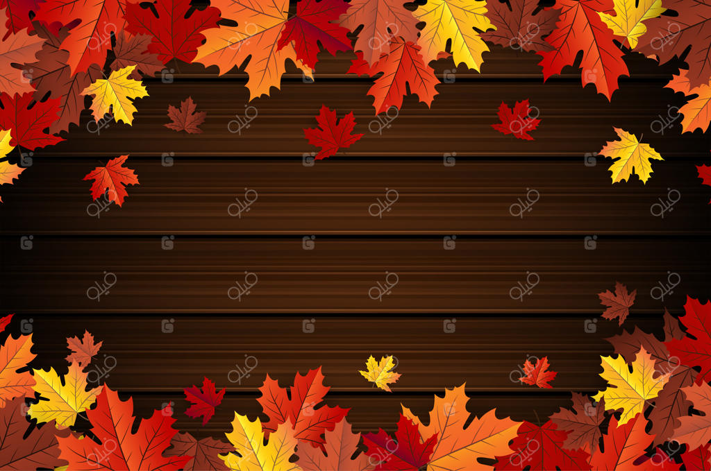 تابلو چوبی با فضایی برای متن در پس‌زمینه‌ای از برگ‌های افرای پاییزی