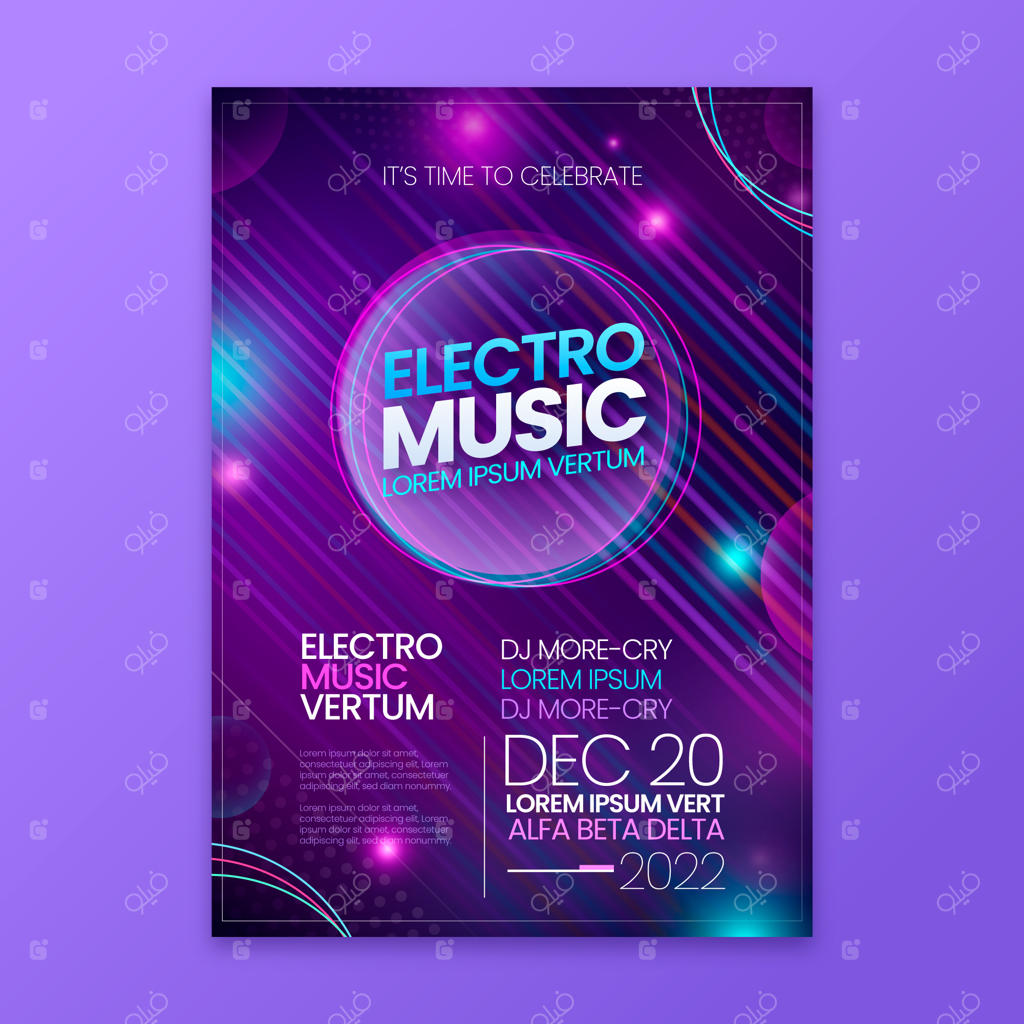 پوستر موسیقی الکترونیک با رنگ‌های گرادیانت