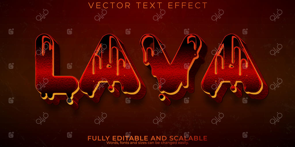 افکت متن آتش و گدازه، استایل متن ماگما و آتشفشان قابل ویرایش