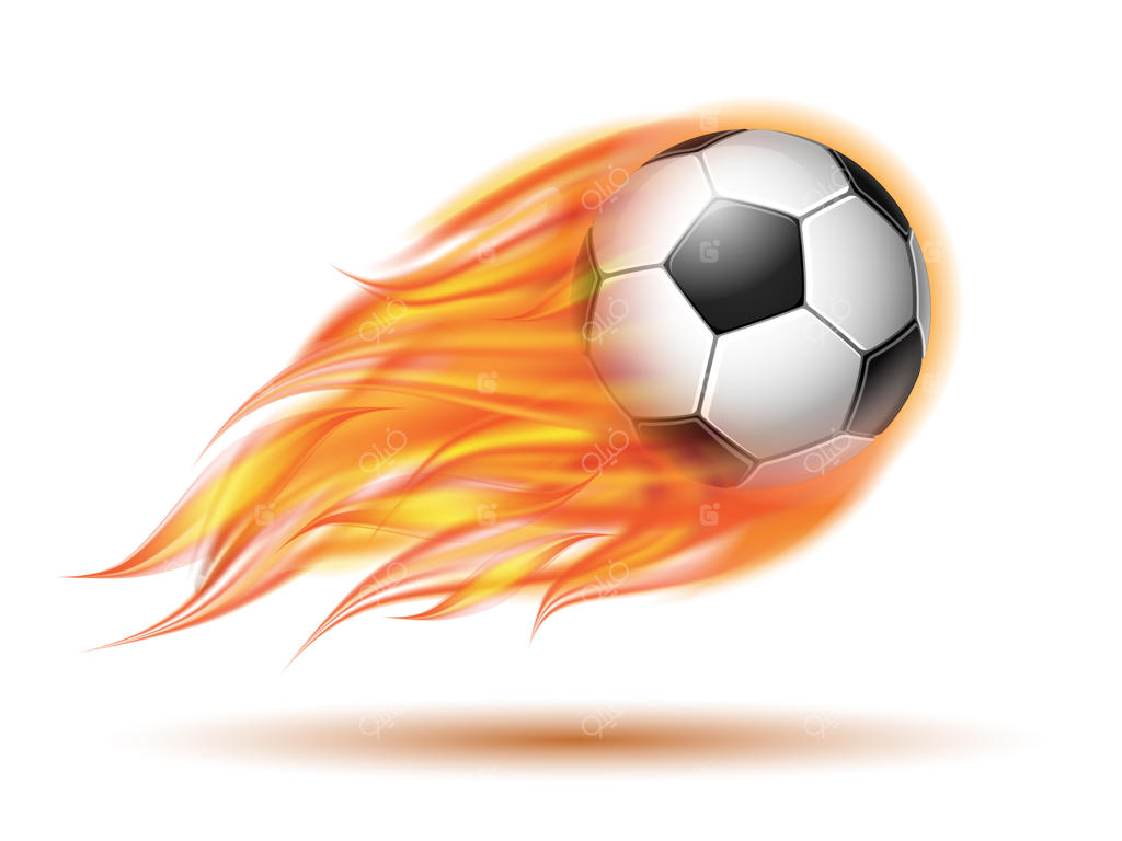 توپ فوتبال شعله‌ور در حال پرواز