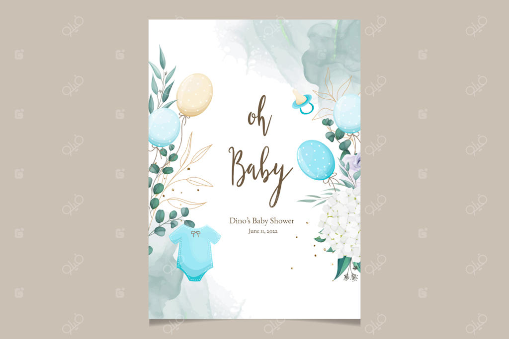 کارت دعوت زیبا و شیک برای جشن نوزاد همراه با طراحی گل‌های دل‌انگیز