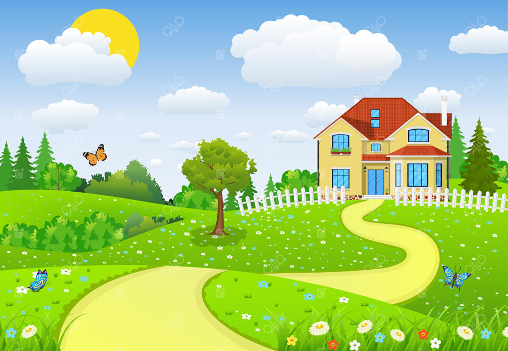 چشم‌انداز روستایی با دشت‌ها و تپه‌ها