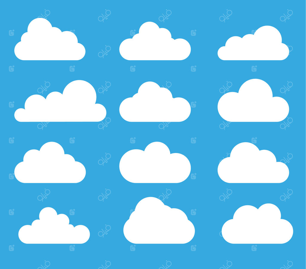 تصویرسازی وکتور مجموعه‌ای از ابرها (EPS)