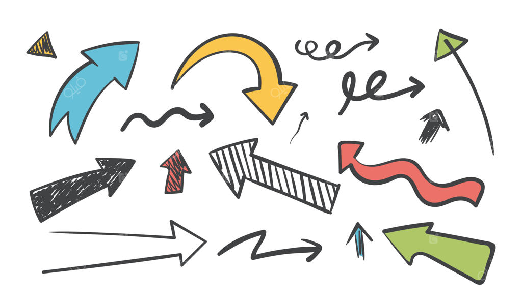 طراحی انتزاعی فلش‌های رنگارنگ و دست‌کشیده