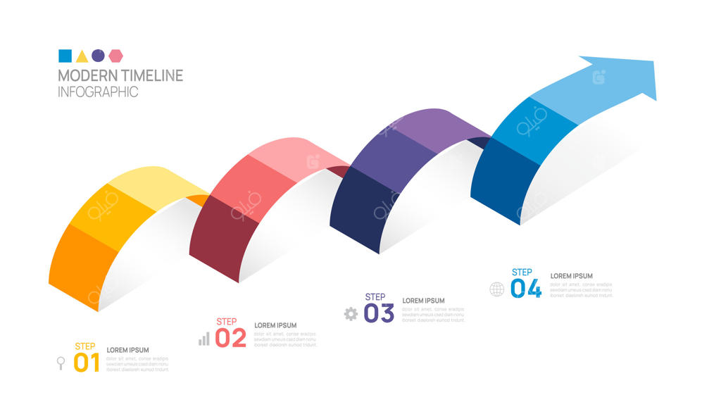 قالب مسیر پیشرفت کسب‌وکار با اینفوگرافیک: ۴ مرحله تا موفقیت.