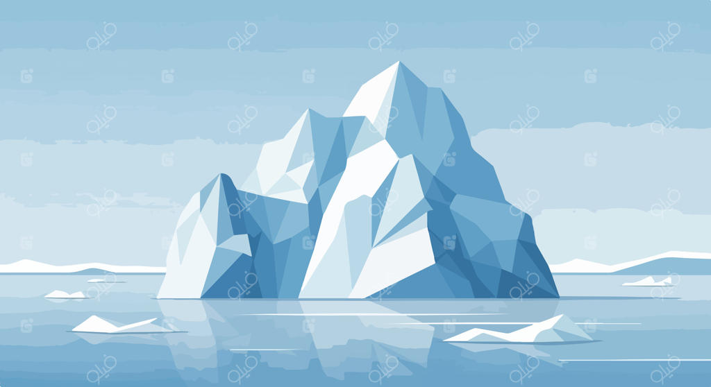 کوه یخ باشکوه شناور بر آب‌های قطب شمال