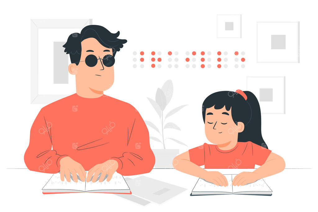 تصویرسازی مفهومی خواندن خط بریل توسط نابینایان