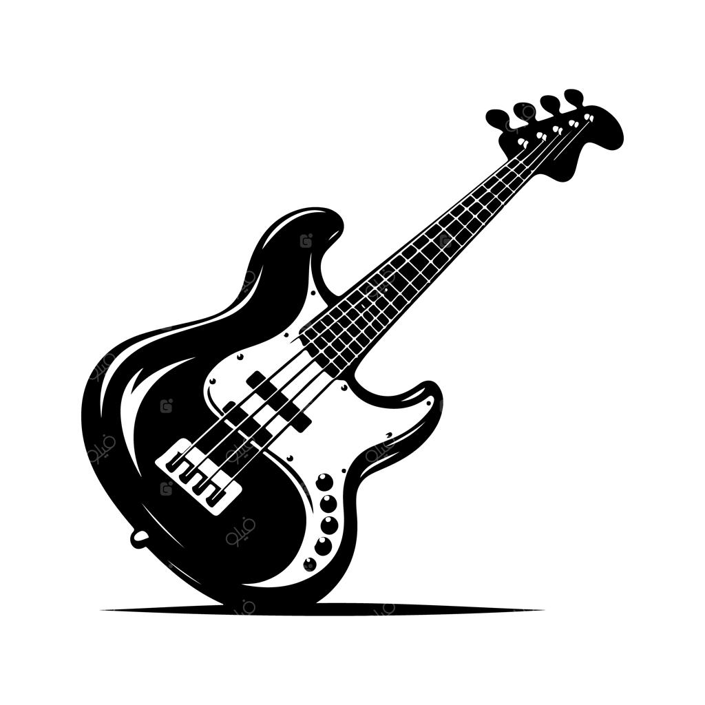 تصویرسازی وکتور سیلوئت گیتار بیس