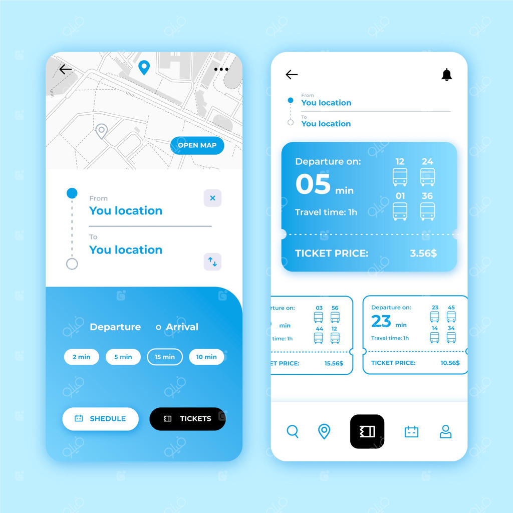رابط کاربری اپلیکیشن حمل و نقل عمومی