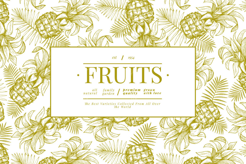 پوستر آناناس و برگ‌های گرمسیری