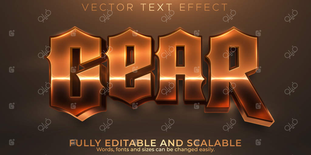 افکت متن چرخ‌دنده: سبک متن فلزی و قدیمی قابل ویرایش