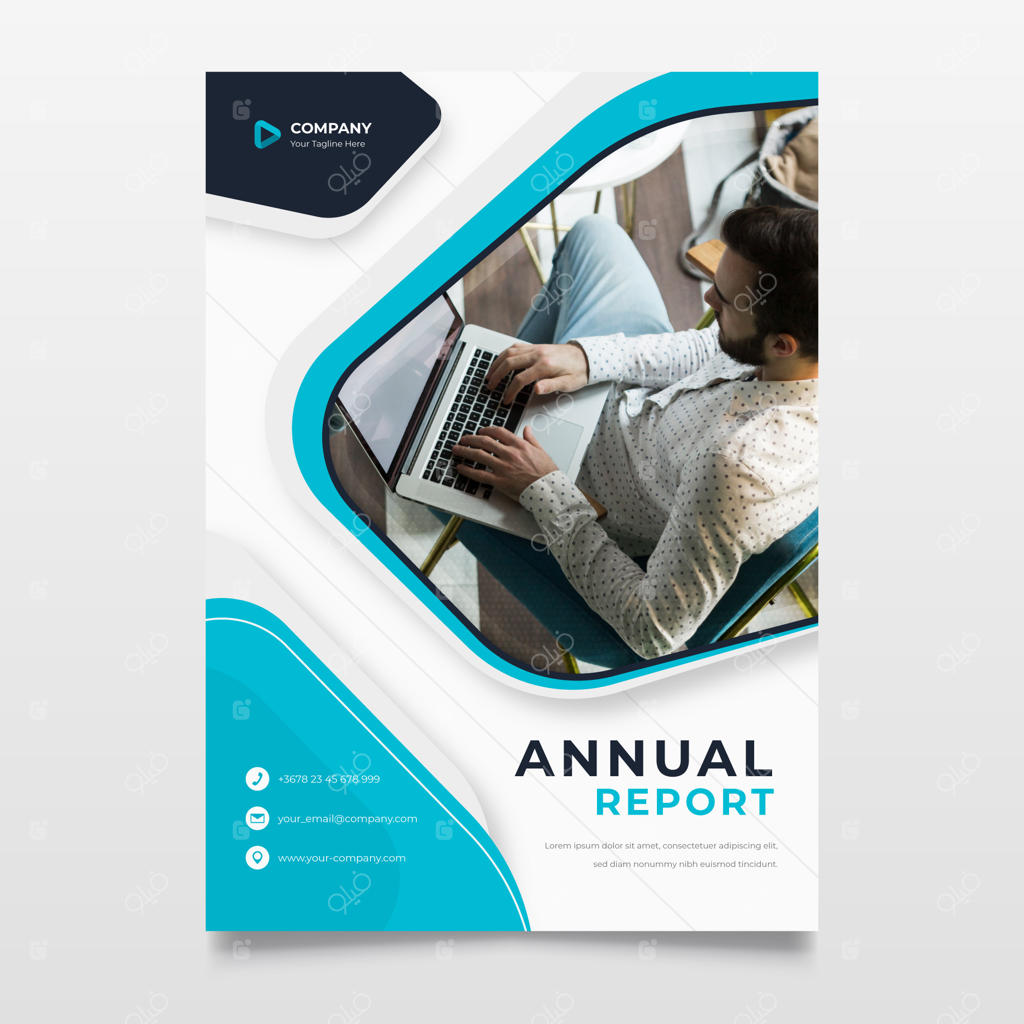 قالب بروشور کسب‌وکار با عکس مرد در حال کارکردن