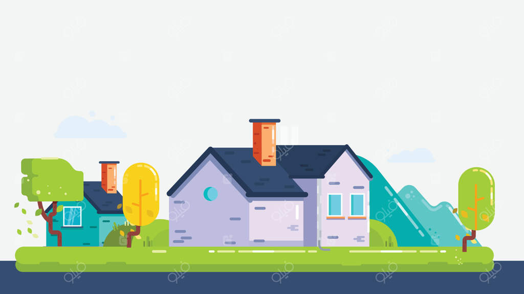 تصویری از خانه‌ای به سبک آمریکایی با باغ بزرگ و درختان در حیاط پشتی، نمایشگر سبک زندگی آرام حومه شهر با فضای سبز و محیط دنج