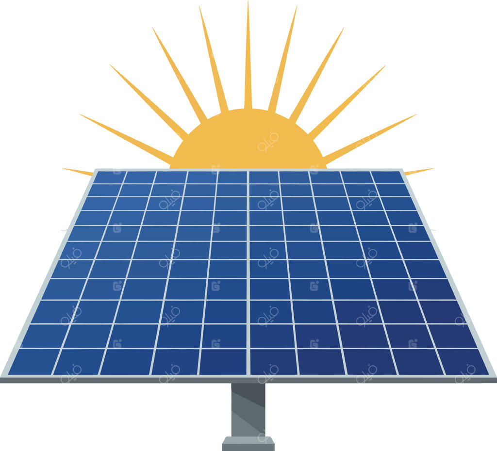 تصویر انرژی پاک با پانل خورشیدی و تابش آفتاب