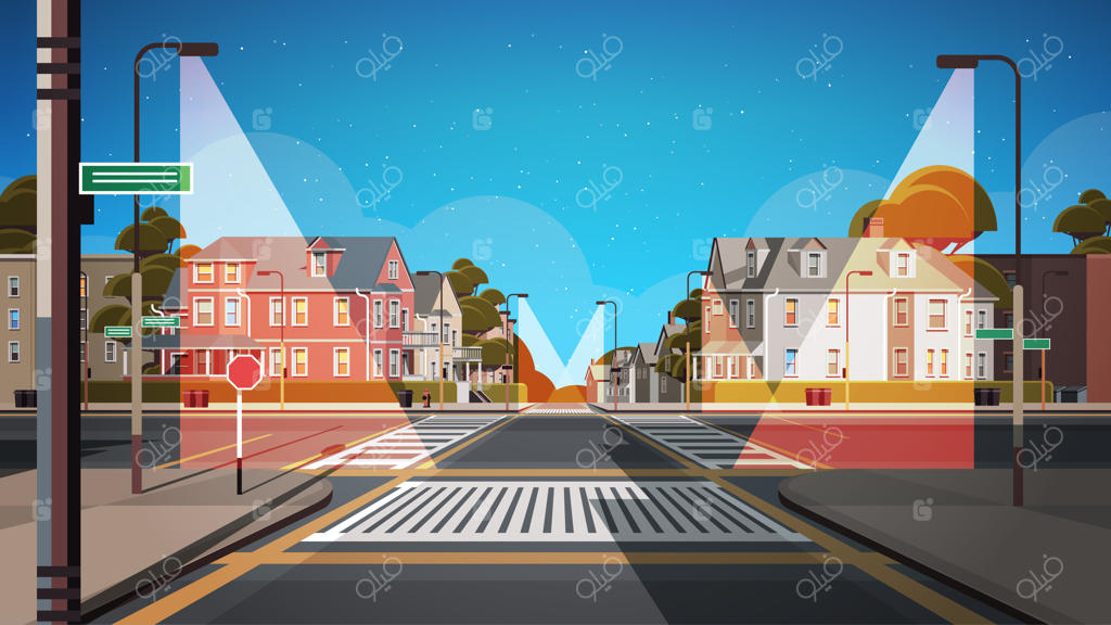 ساختمان‌های نمای شهری در شب بدون حضور مردم - نمای بیرونی و املاک شهری