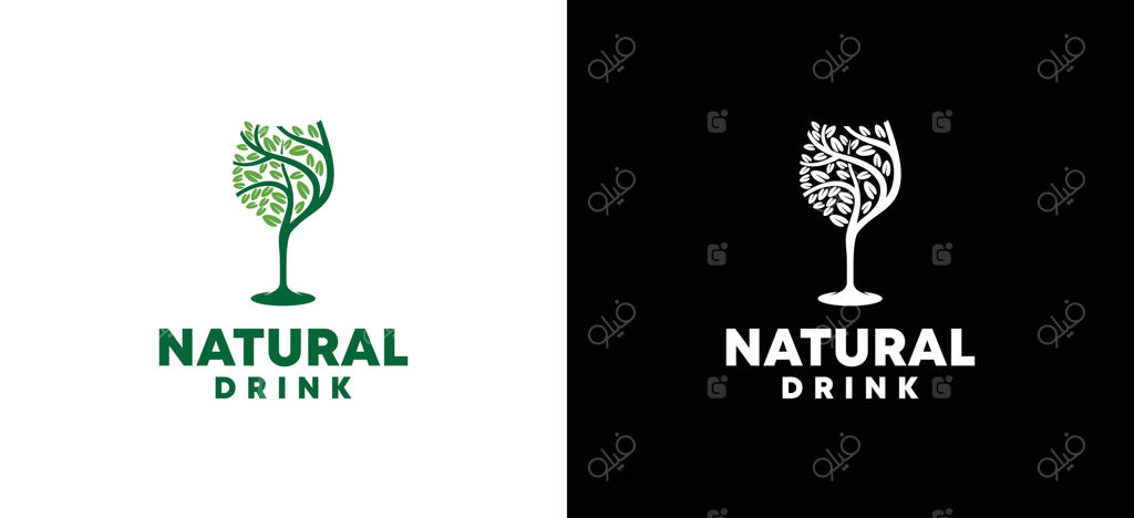 لوگوی درخت نوشیدنی طبیعی در لیوان