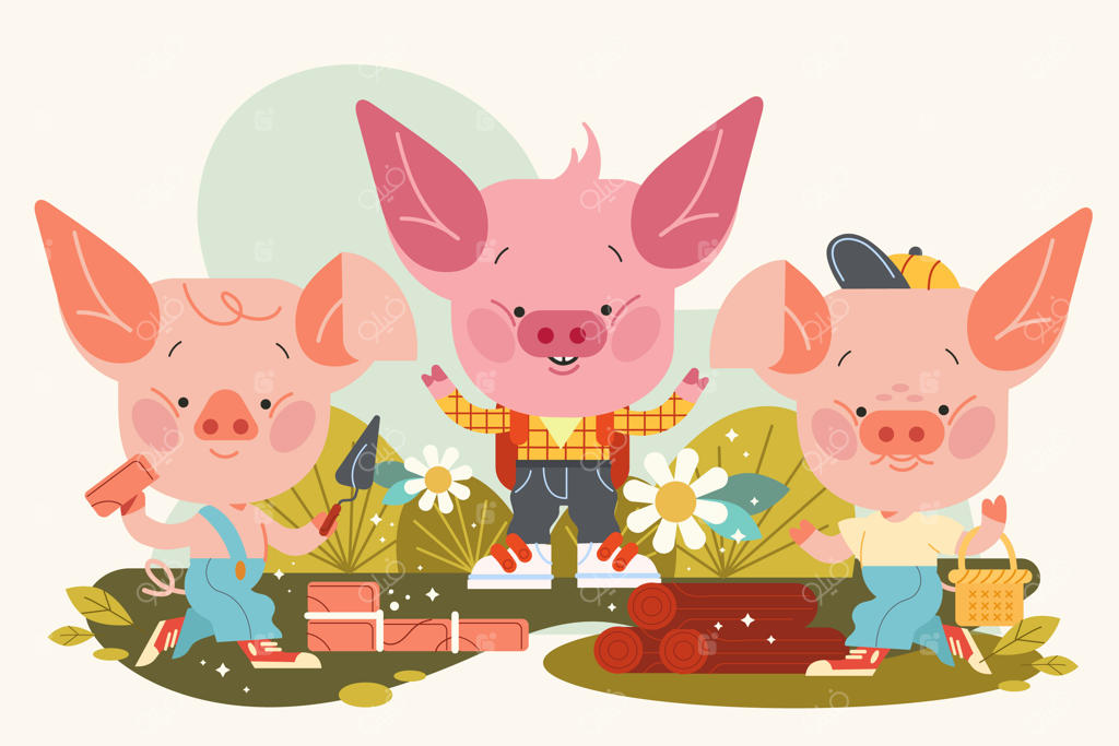 تصویرسازی دستی سه خوکچه