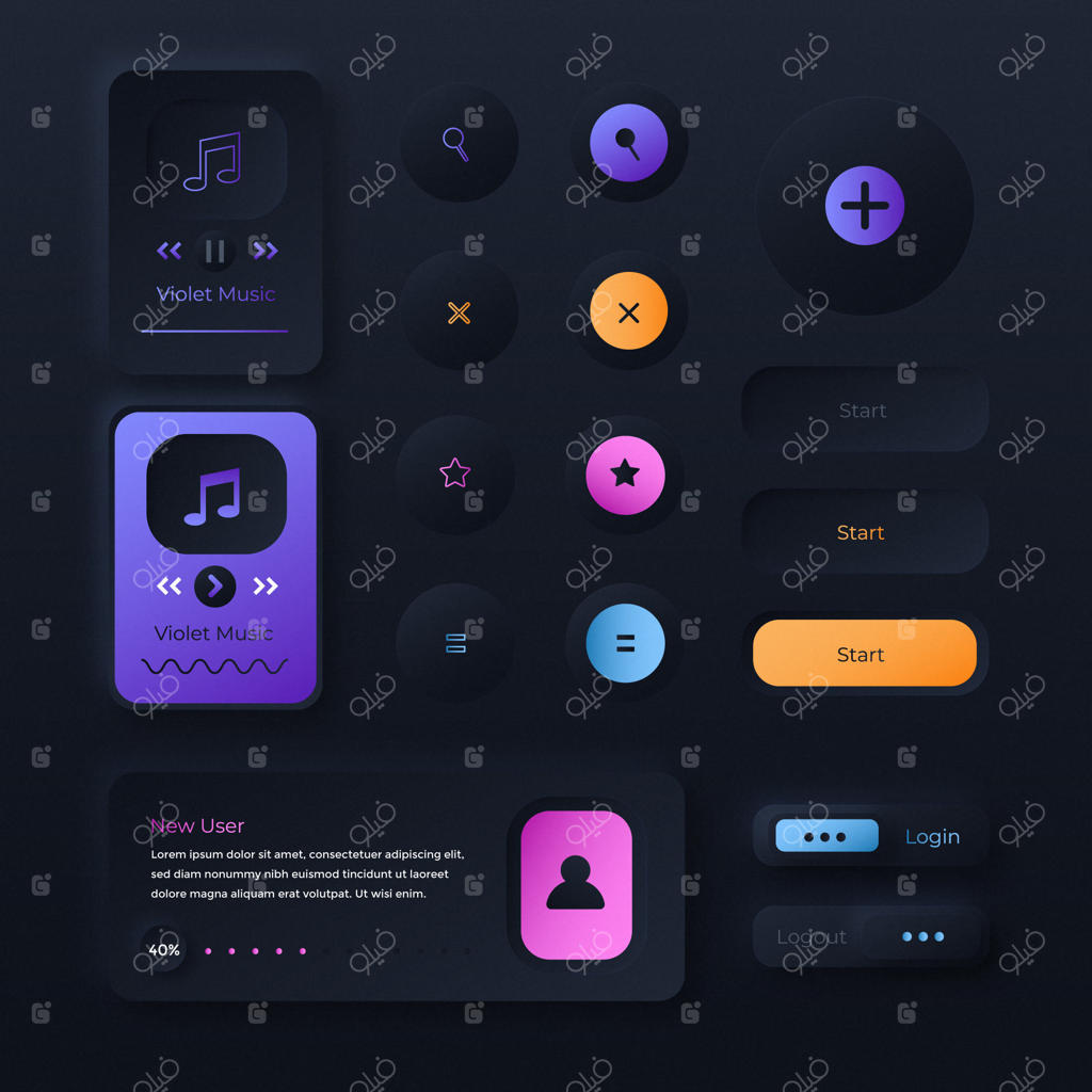 طراحی UI/UX موبایل با طرح گرادینت