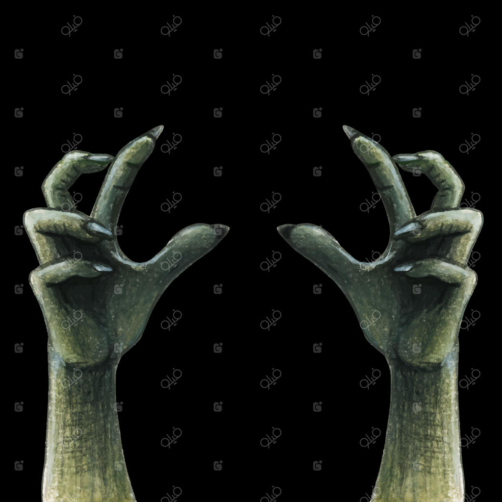 دست‌های زامبی ترسناک با آبرنگ