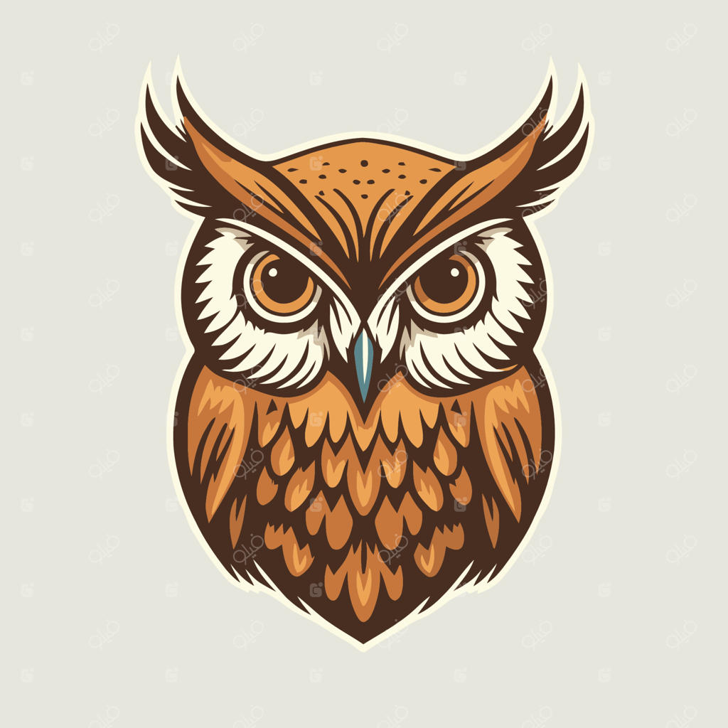 طراحی وکتور چهره جغد برای لوگو، نماد و الگوی تی‌شرت