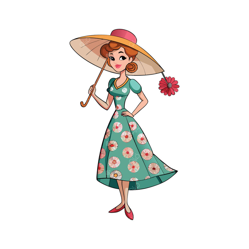 تصویرسازی مدل فشن برای مهمانی در باغ پرازهیجان و زیبا