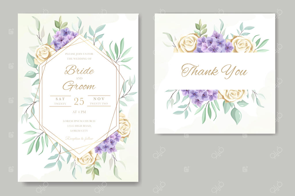 کارت عروسی با طرح گل‌های شیک